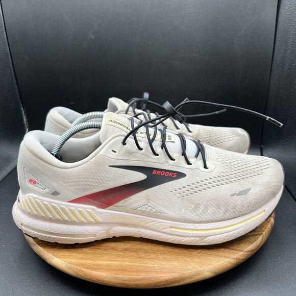 Brooks Mens Size 11.5 Adrenaline GTS 23 1103911D115 White Running Shoes Sneakers